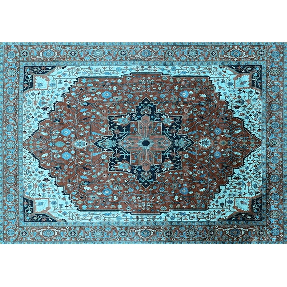 Ahgly Company Indoor Rectangle Oriental Light Blue Industrial Area Rugs, 4' x 6'