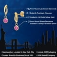 thumbnail image 2 of Gem Stone King 14K Yellow Gold Pink Created Sapphire and Lab Grown Diamond Earrings for Women | 1.15 Cttw | Gemstone September Birthstone | Round 5MM, 2 of 6