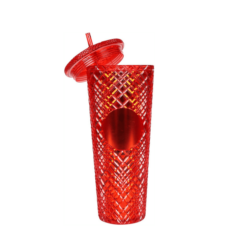 Happon 1 Pc Multi-color Studded Cups, 24 Oz Diamond Tumbler with Leakproof  Lid & Straw, BPA Free, Reusable Plastic Cold Cup Christmas Gifts 