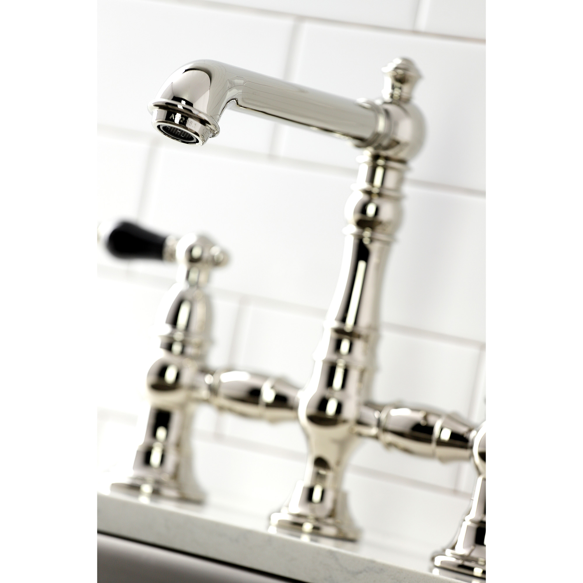 Kingston Brass KS7276PKLBS Duchess Bridge Kitchen Faucet with Brass Side Sprayer, Polished Nickel