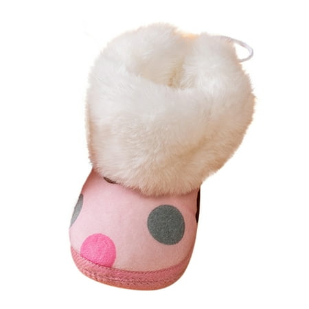 

JDEFEG Toddler Snow Boot Baby Polka Dot Shoes Warm Short Boots Shoes Fashion Printing Non Slip Breathable Boots Lined Baby Boots Cotton Pink 12