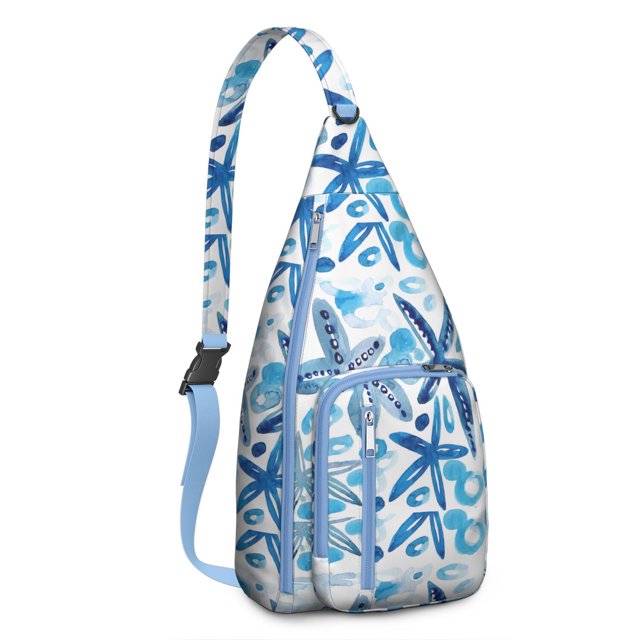 Summer Beach Sling Backpack - Mermaid & Seashell Design Crossbody Shoulder Bag, Fashionable Daypack