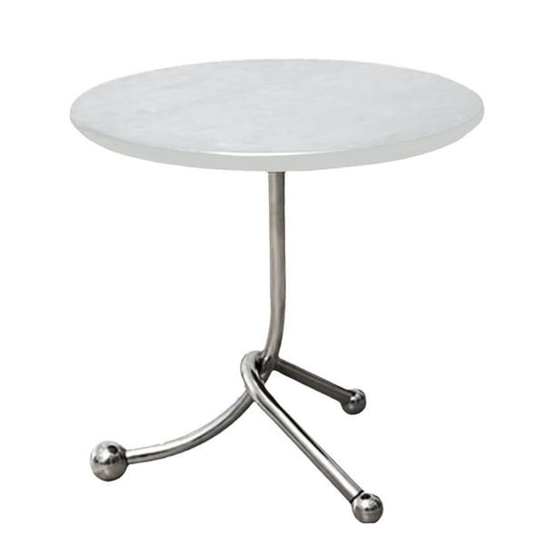 Mesa auxiliar redonda pequeña, mesa de té moderna para baño, oficina y sala de estar. blanco
