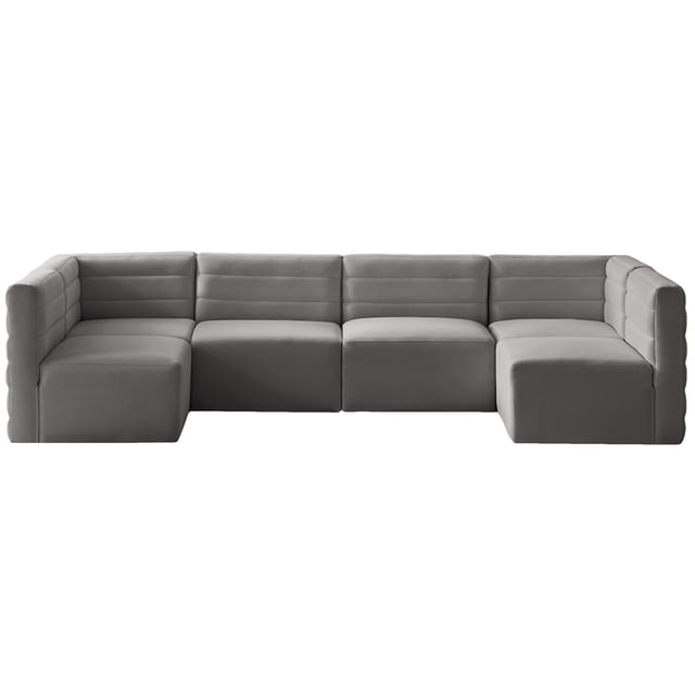 Meridian Furniture Quincy Sectionnel Modulaire en Velours Gris