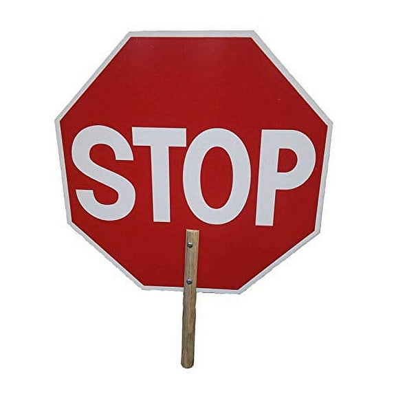 18 inch Hand Held Stop/Stop Sign. Double Sided Non-Reflective Paddle with 12 inch Handle