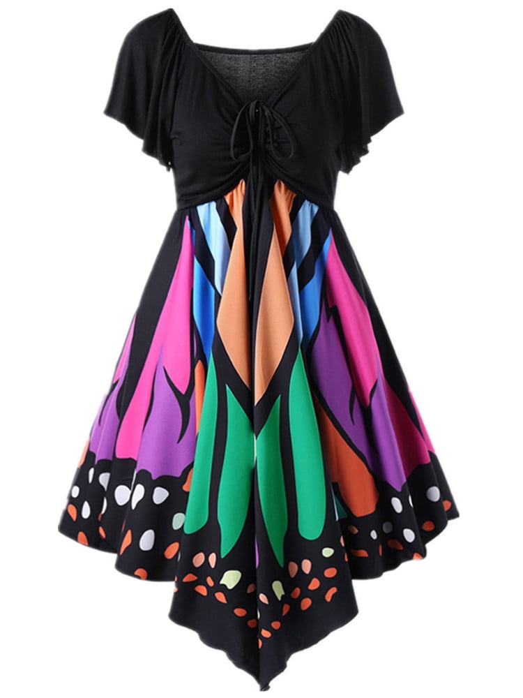 plus size butterfly print dress