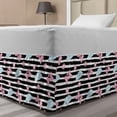 thumbnail image 1 of Childish Bed Skirt, Butterflies Clouds Flowers and Hearts Pattern with Monochrome Stripes, Elastic Bedskirt Dust Ruffle Wrap Around for Bedding Decor, 4 Sizes, Pale Pink and Baby Blue, by Ambesonne, 1 of 2
