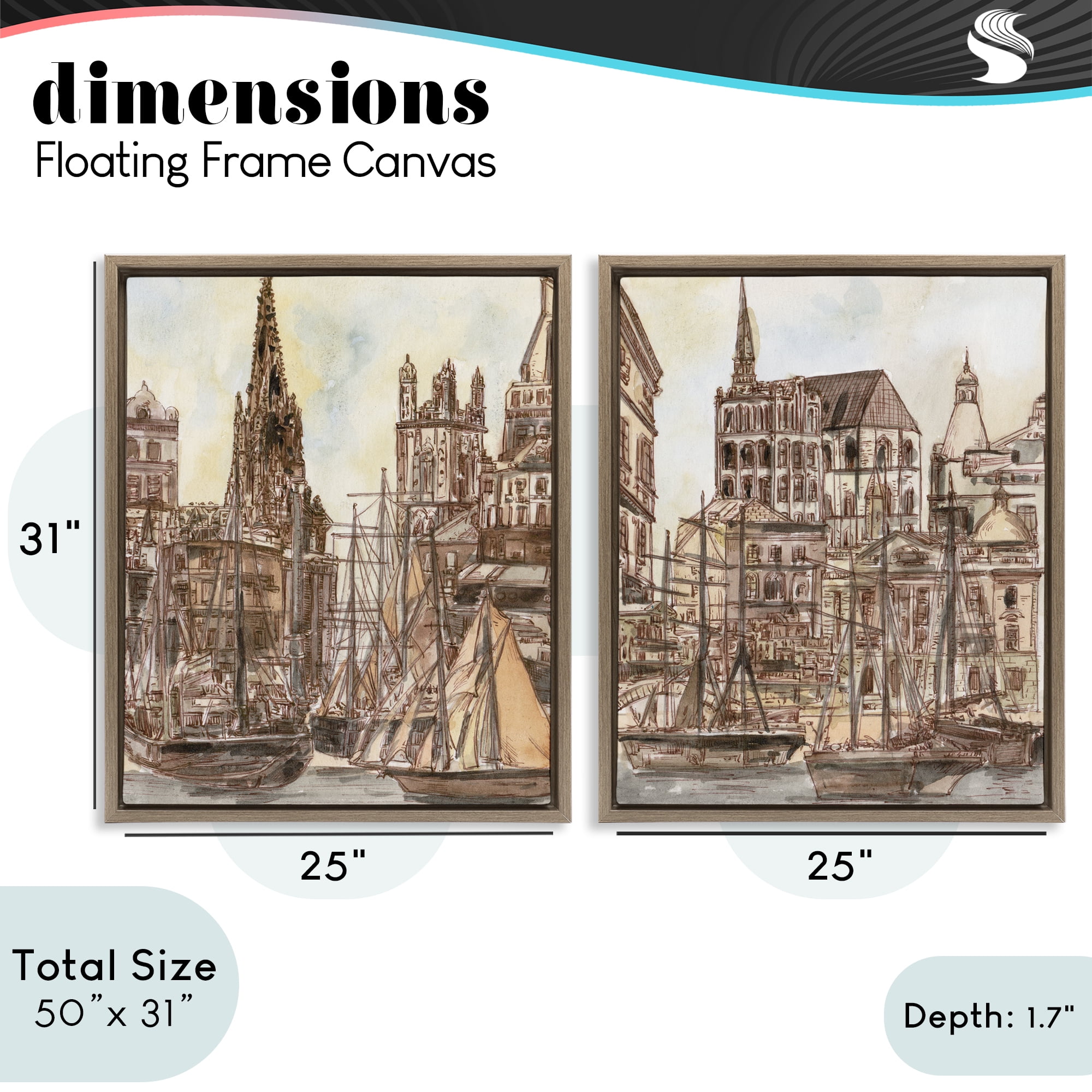Stupell Industries Salted Remnants Pier 2 Piece Brown Framed Floater Canvas Set, design by Melissa Wang