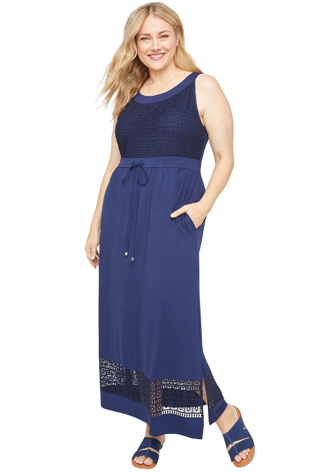 apotek Amazon Jungle Perfekt Catherines Women's Plus Size Venetian Crochet Maxi Dress - Walmart.com