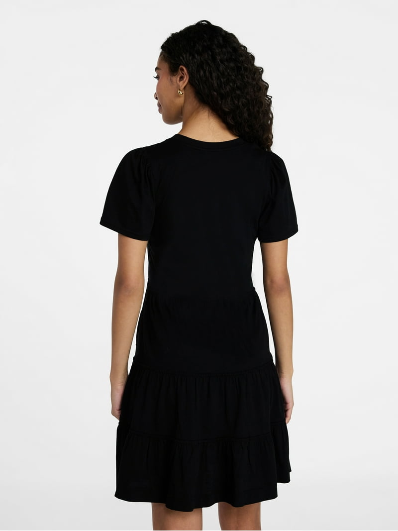 white christmas dresses Shop Building Block T-Shirt Swing Dress - Black | Kowtow Clothing main image 0