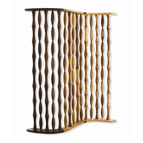 Contemporary 3 Panel Wooden Screen with Arched Pillar Design, Brown- Saltoro Sherpi