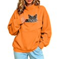 thumbnail image 5 of TZZQ Women Mock Neck Pet Pouch Hoodie Sweatshirt with Cat Carrier Pouch Pullover Long Sleeve Cat Carrier Hoodie with Cat Pouch Loose Fit Comfy Basic Lounge Going Out Fall Sweatshirt Orange M, 5 of 5