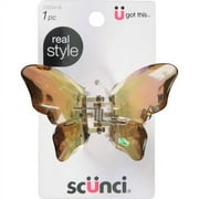 Scunci Plastic Butterfly Claw Clip, Clear Amber