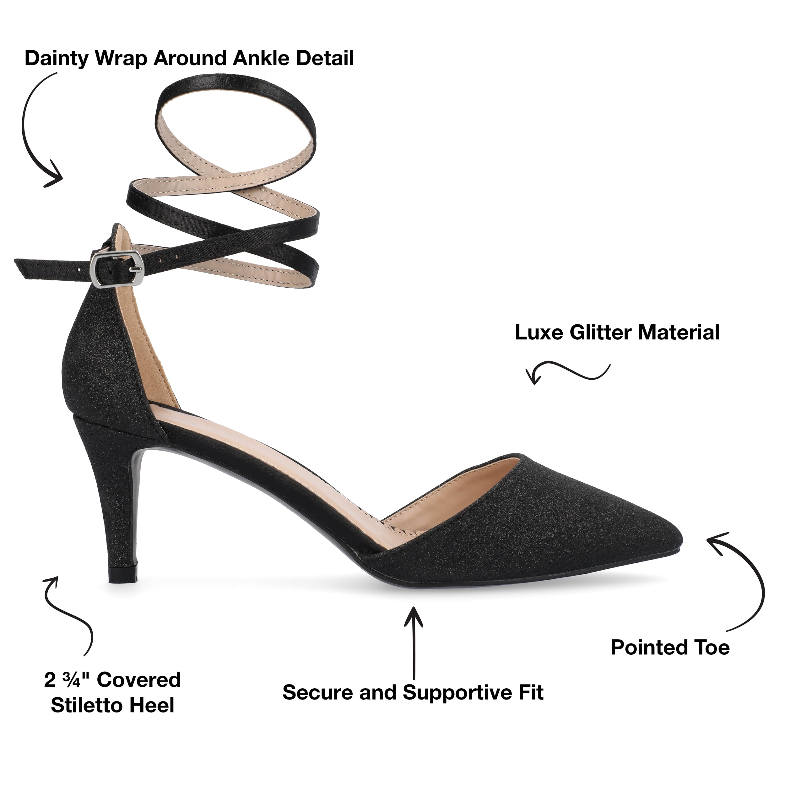 Journee Womens Luela Pointed Toe Mid Heel Evening Pumps