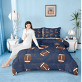 thumbnail image 4 of jejeloiu Ball Game Rugby Bedding Comforter Set,American Ball Twin Comforter Sets,Blue Brown Bedding Set For Child,Microfiber Bedroom Decor Reversible,3-Piece, 4 of 9