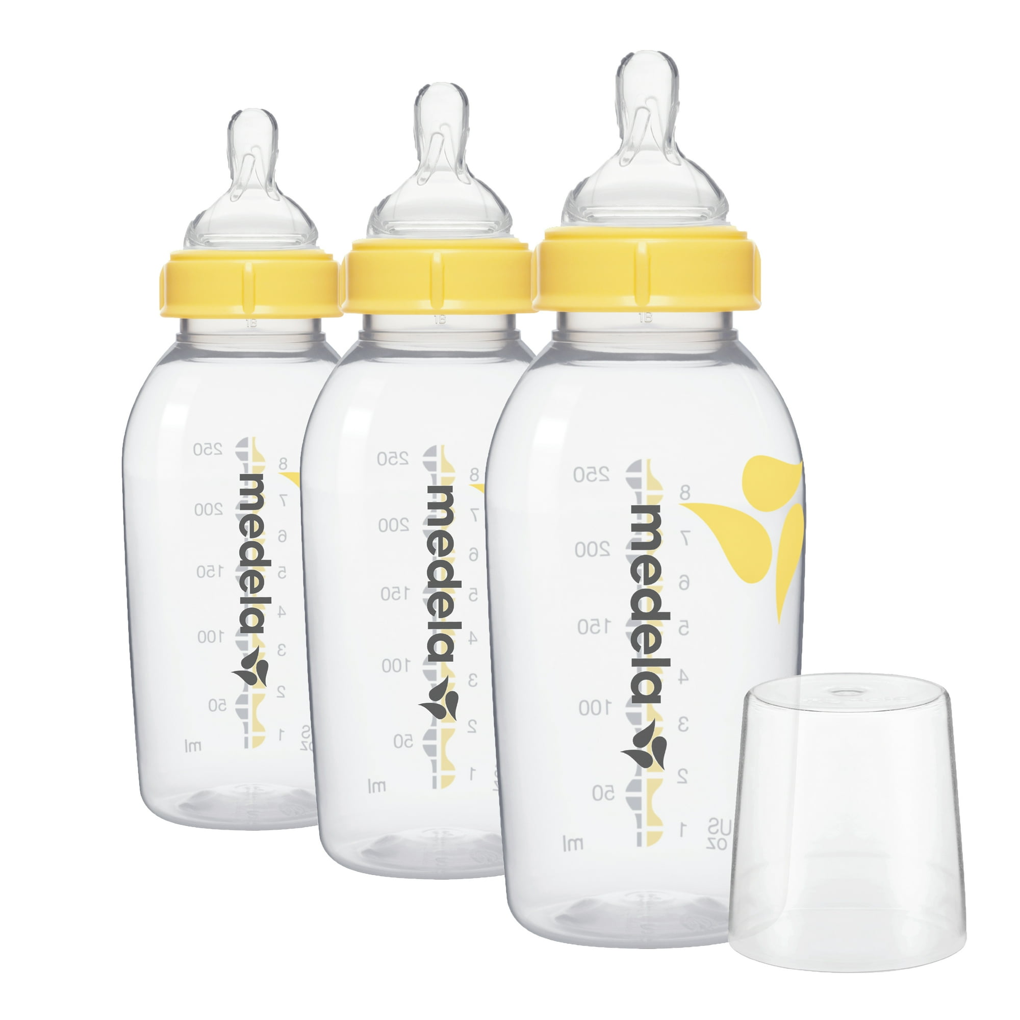 Medela 8 Ounce Breastmilk Bottle Set, Clear with Volume Markings, 3 Pack