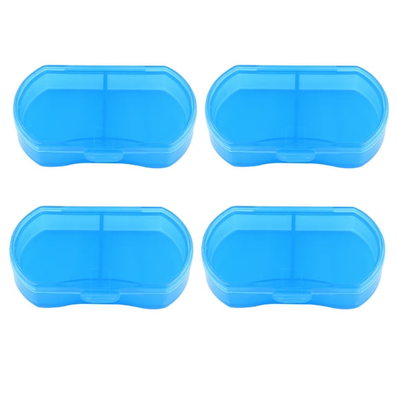 4 Pcs Portable Pill Case 2-Grids Plastic Pill Box Box (Blue)