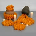 thumbnail image 4 of Marigold Garland for Decoration,pcs-5 ft Long Orange Artificial Marigold Flowers Garland Wedding Parties Diwali Indian Décor for Pooja Theme Home Day of The Dead Altar Dia de Muertos ofrendas Decor, 4 of 5