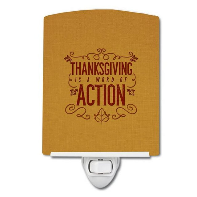 Carolines Treasures BB5458CNL Thanksgiving is Action Ceramic Night Light