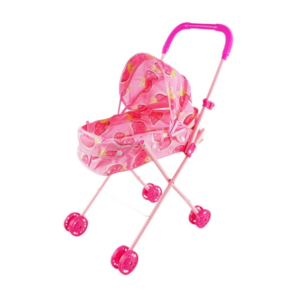 Mini cochecito de muñeca, juguete interactivo, juguete de simulación, carrito de empuje, juguete para niños y niñas de 0 a 2 años (rosa)