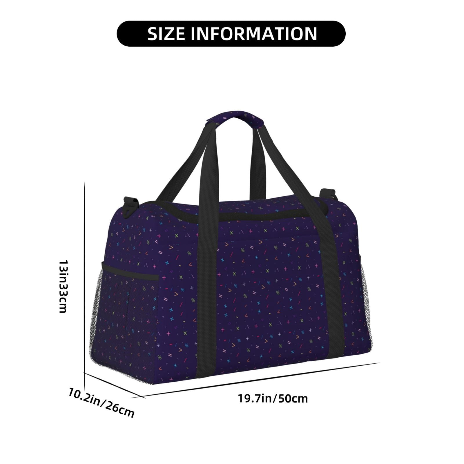Fuzoiu Mathematical Symbols Print Travel Duffle Bag,Carry On Tote Bags,Duffel Bag,Sport Gym Bag, Hospital Bag for Labor and Delivery, Overnight Bag,Luggage Bag