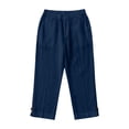 thumbnail image 6 of Dagugfen Cotton Linen Capris for Women with Pockets Straight Leg Drawstring Elastic Waist Capri Pants Lightweight Casual Beach Pants, 6 of 8