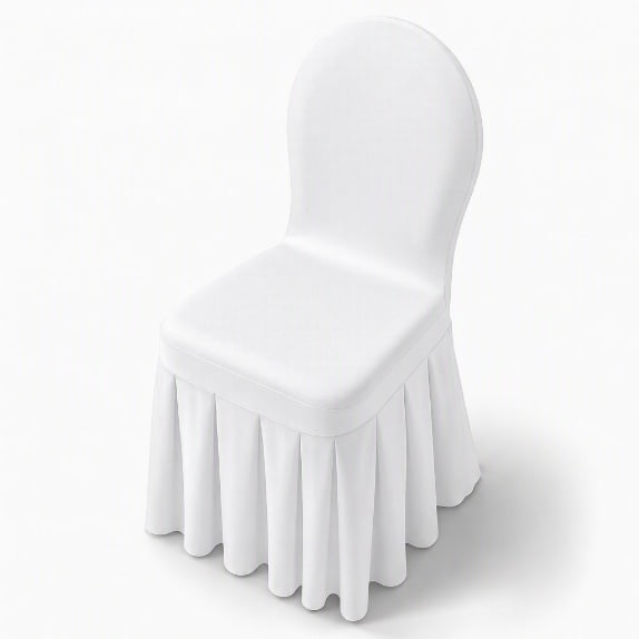 Stcellnmex 1 Pc White Stretch Spandex Dining Chair Cover with Skirt Removable Washable Long Chair Protector for Wedding Hotel Ceremony Decoration