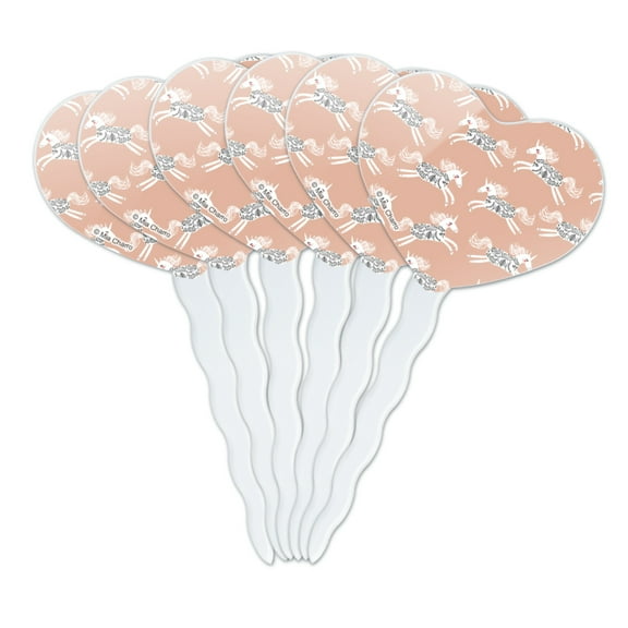 Prancing Unicorns Heart Love Cupcake Picks Toppers Decoration Set of 6