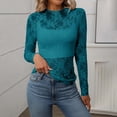 thumbnail image 2 of mgoYE Womens Mesh Long Sleeve Shirts Fashion Clothing Turtle Necks Sheer-Ruched Going Out Tops Fall Summer Outfits Slim Fit Blouses(Green,M), 2 of 7