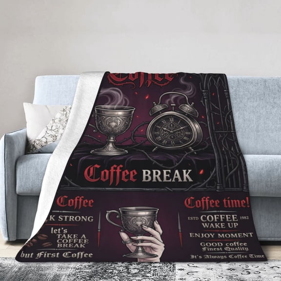Coffee Throw Blanket Ultra Fuzzy Plush Soft Cozy Stuff for Living Room Sofa Couch 50x40