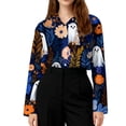 thumbnail image 6 of Halloween Shirts for Women Button Down Collared Funny Pumpkin Ghost Womens T Shirts Fall Clothes Long Sleeve Holiday Outfits Tops Blue XXXL, 6 of 8