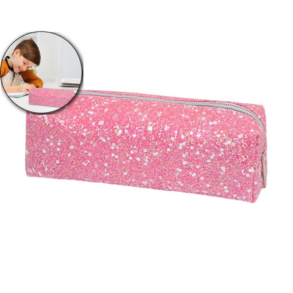 Dvruxg Pencil Box Glitter, Shiny Pencil Case, Stationery Zipper Portable Pencil Case, Stationery Storage Bag, for Daily Study Work