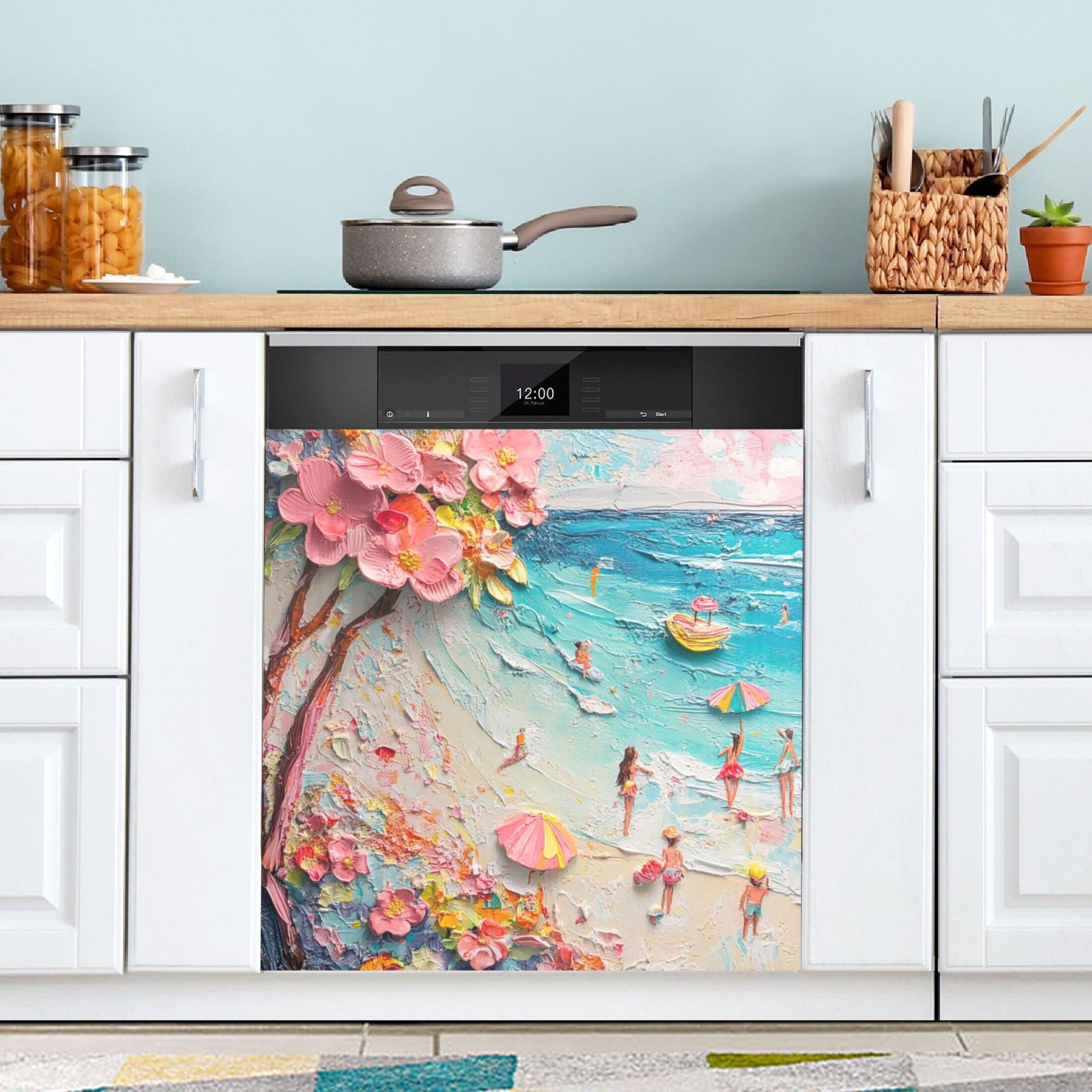 Dishwasher Magnetic Sticker 23x26 Inch Refrigerator Magnetic Sticker Washing Machine Magnetic Sticker Kitchen Panel Magnetic Sticker Home Decor Picturesque Spring Sea