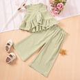 thumbnail image 2 of TOWED22 Baby Girl Outfits Crocheted Ruffled Camisole And Elastic Pants Set 6 12 18 24 Months 2 3 4 T(Green,1-2 Y), 2 of 9