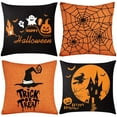 thumbnail image 1 of 17.7*17.7in Halloween Pillow Set Ghost Cushaw Head Series Linen Material Halloween Pillow Cover (Without Pillow Core), 1 of 6