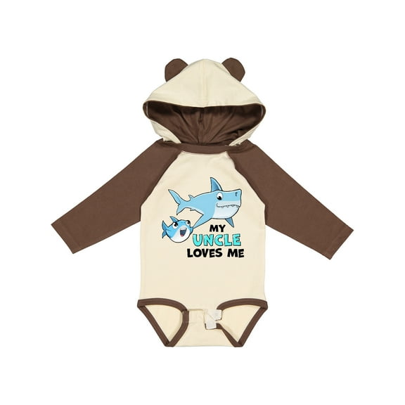 Inktastic My Uncle Loves Me with Cute Sharks Boys or Girls Long Sleeve Baby Bodysuit
