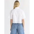 thumbnail image 4 of Free Assembly Women's and Women's Plus Cropped Cotton Eyelet Shirt, Sizes XS-4X, 4 of 6