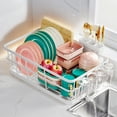 thumbnail image 3 of BEHERZT Large Dish Drying Racks with Drainboard,Countertop Dish Rack, Kitchen Sink Dish Rack,  Stainless Steel, White, 3 of 6