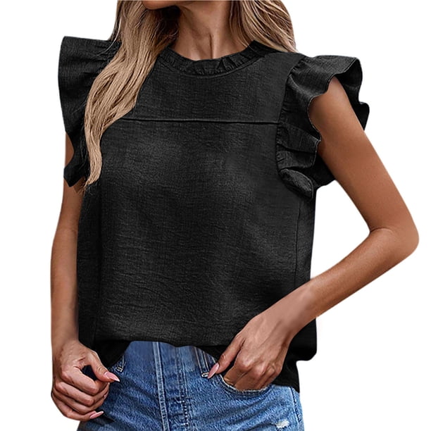 Camisetas de Manga Larga para las Mujeres de Cuello Redondo Casual de Ajuste Suelto, Blusa de Acrílico Suave para la Oficina, el Entrenamiento Y el Uso Diario