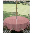 thumbnail image 3 of Outdoor Tablecloth with Umbrella Hole Zipper Vintage Peach Pink Round Tablecloth 54" Waterproof Outside Table Cloth Farmhouse Retro Solid Color Linen Texture Patio Table Cover Tablecloths for Picnic, 3 of 8