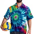 thumbnail image 4 of tie dye94 Men's Short Sleeve Poplin Shirts with Spread Collar Tops, Casual Printed Button Down Short Summer Beach Shirts for Men and Women, 4 of 6