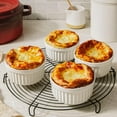 thumbnail image 4 of Nuwave 6 pc Ceramic Ramekins 8 oz Oven Safe for Creme Brulee Porcelain Ramekins, Classic Style Ramekins Bowls, Ivory White, Baking, Cakes, French, 4 of 7