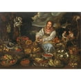 thumbnail image 2 of Vincenzo Campi 18x14 Gold Ornate Wood Frame and Double Matted Museum Art Print Titled - A Fruit and Vegetable Seller, Surrounded by Her Wares, 2 of 4