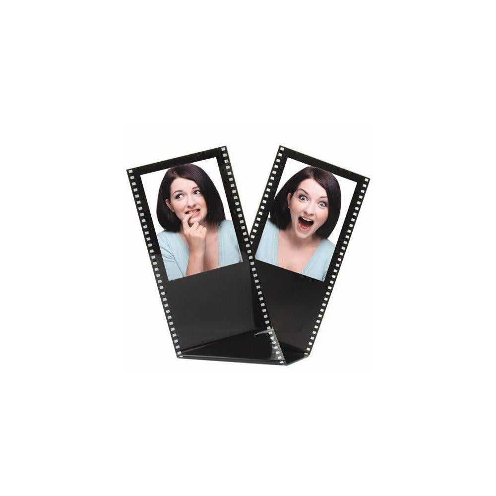 Black Acrylic Film Strip Standing Wallet Size Photo Frame Holds Two 2 5 X 3 5 Photos Walmart Com