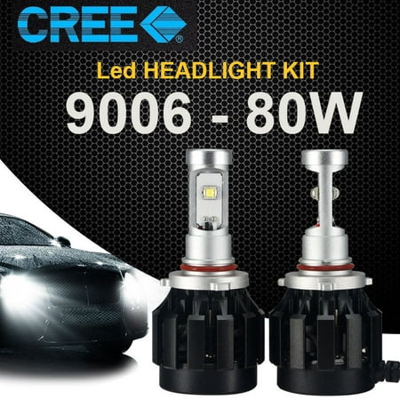 2x 9006 80W 8000LM CREE LED Light Headlight White Beam Bulbs 6000K Car Truck
