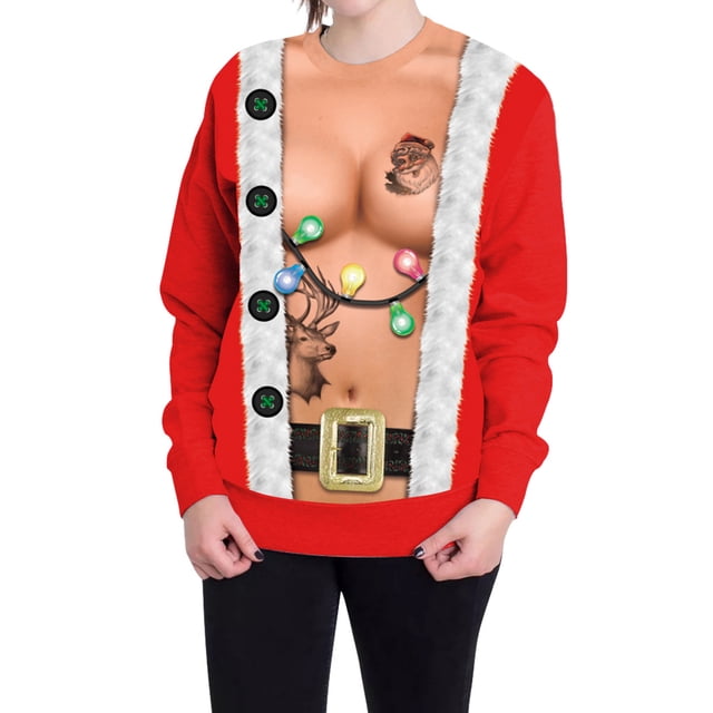 Vêtements de Noël Hauts Décontractés Amples Chandail à Manches Longues Col Rond