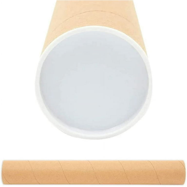 3 x 36 Mailing Tubes, Ideal for Shipping Items that Cannot be Folded,  Sturdy Fiberboard Covered with White Kraft Paper, Includes End caps, 25 per  Carton