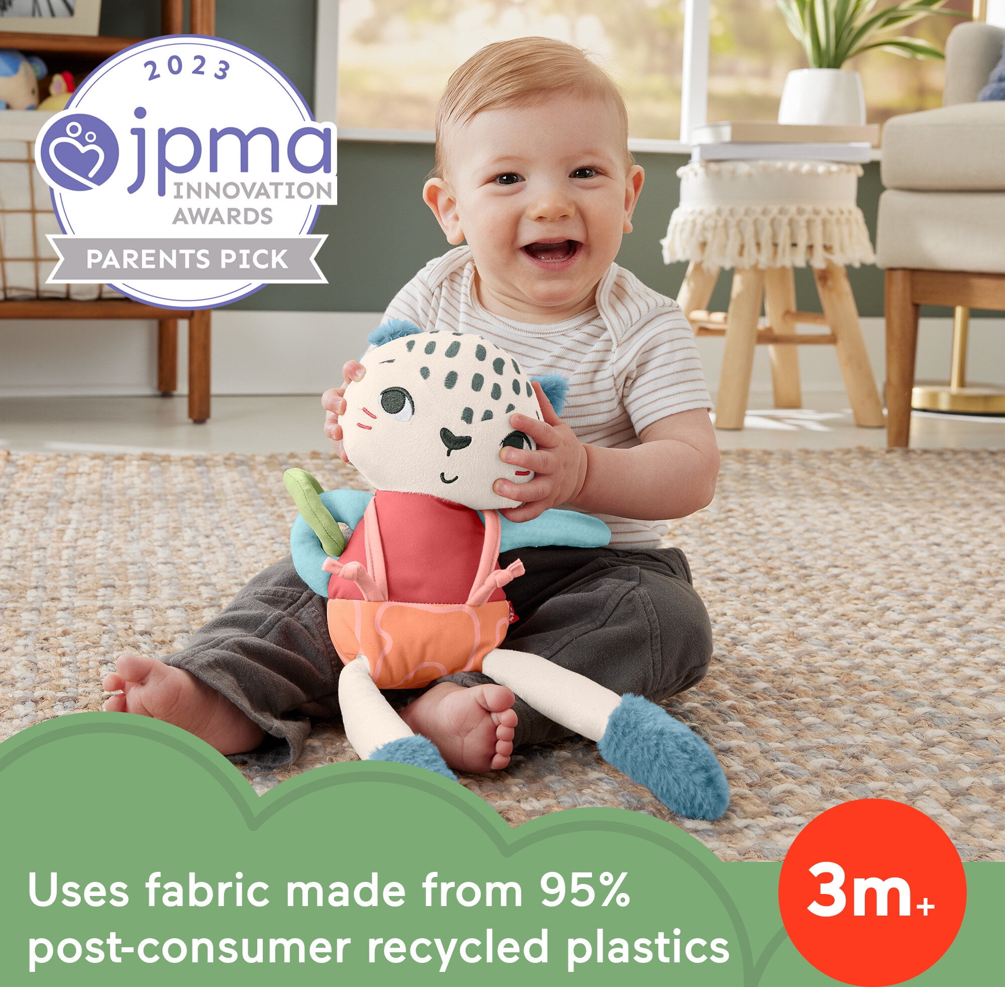 Fisher-Price Planet Friends Spotting Fun Snow Leopard Baby Sensory Toy for Newborns and Infant