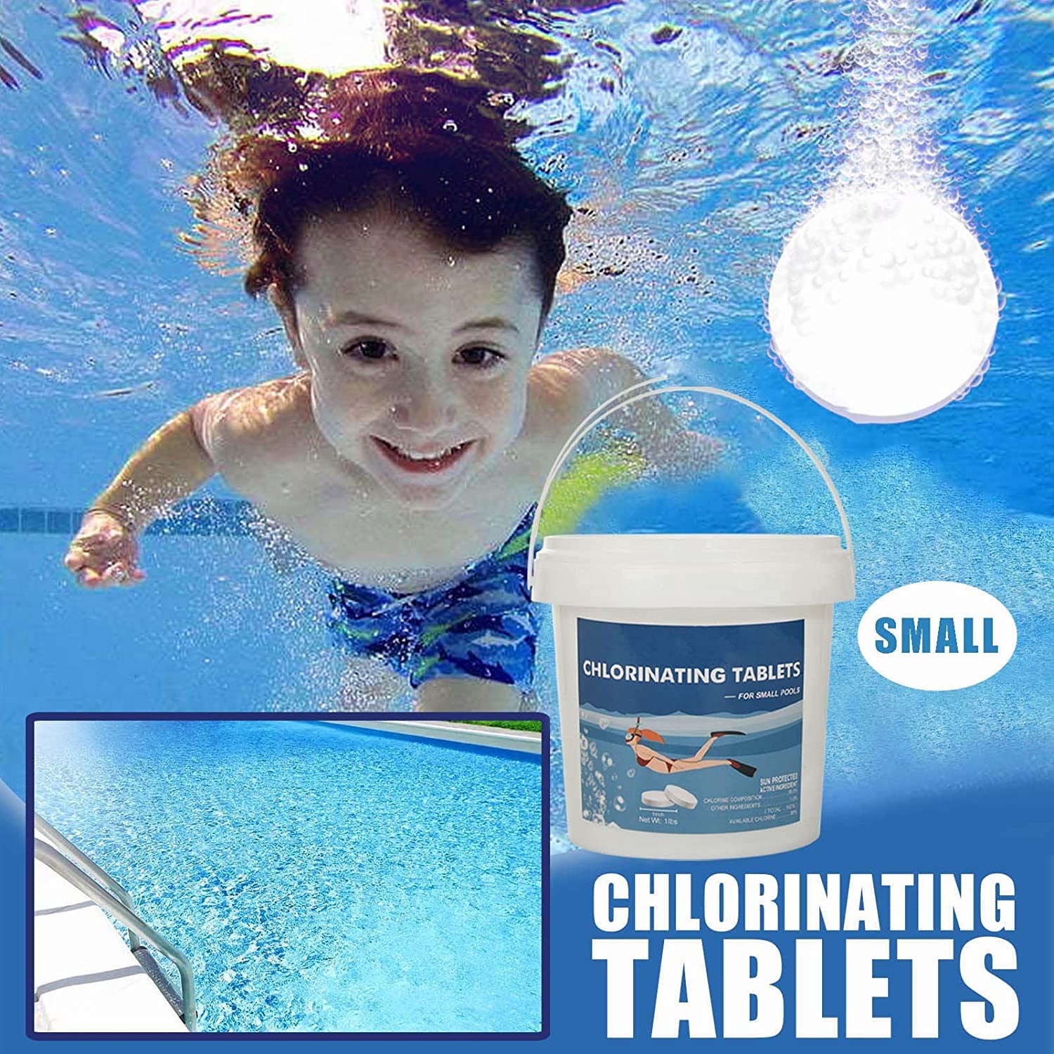 Buy Pool Chlorine Tablets 1 inch, 1LB Chlorine Tablets for Small Pool