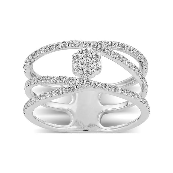 ARAIYA FINE JEWELRY 10K White Gold Diamond Cluster Band Ring (1/2 cttw, I-J Color, I2-I3 Clarity), Size 7